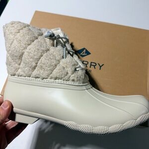 Sperry Cream Quilted Sherpa Duck Boot